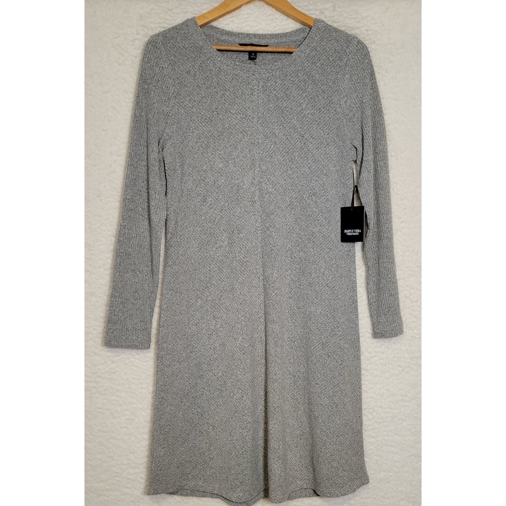 NEW NWT Simply Vera Gray Sweater Dress Size M Diagonal Knit Long Sleeve 1029